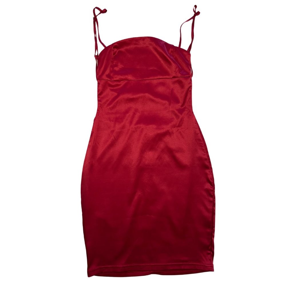 NWT Oh Polly Red Satin Open Back Mini Dress Size US 2